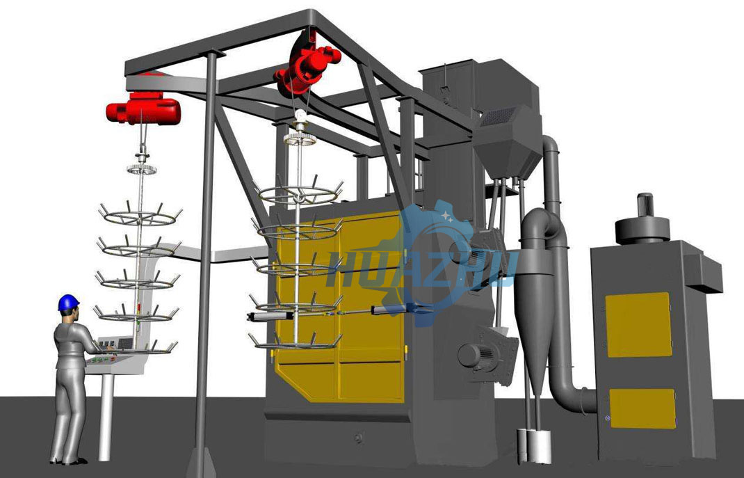 3D diagram of hook type shot blasting machine