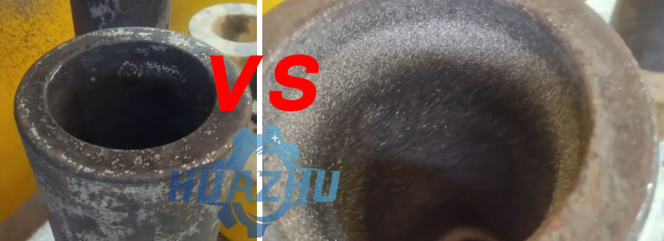 Comparison of cleaning effects on the inner wall of shell shells